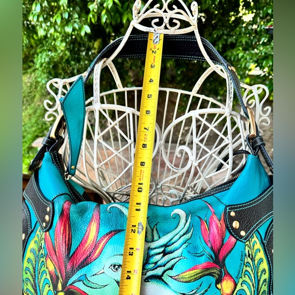 RARE Isabella Fiore Hand-Painted Hummingbird Art Bag - Picture 9 of 16